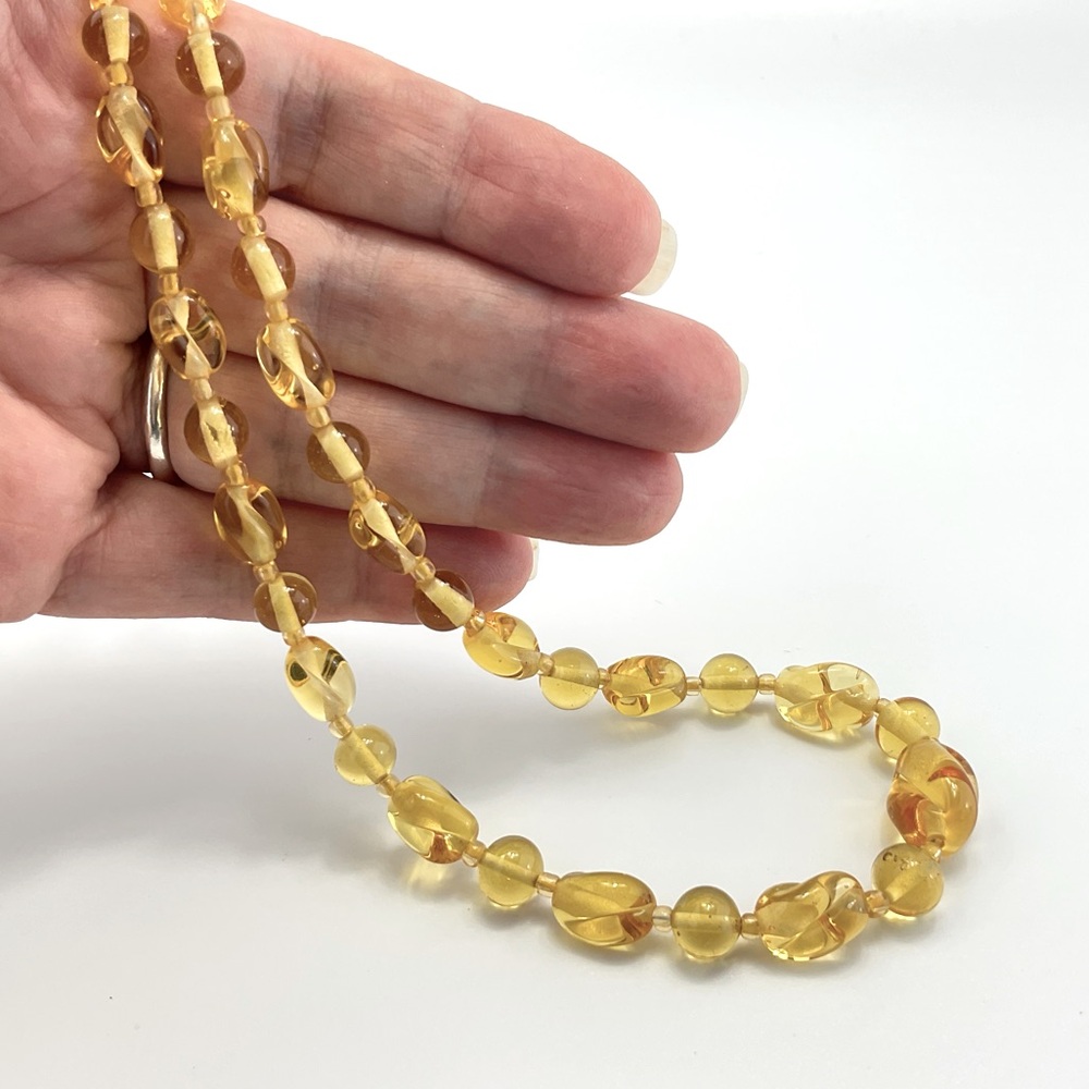 Vtg Yellow Twist Beads, Mid Century Modern, Colorful, Banana, Pineapple Yellow